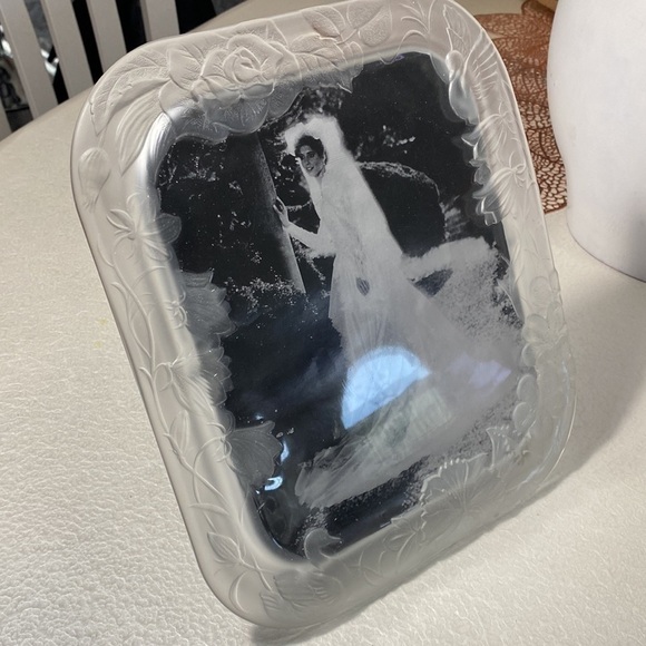 VTG Wedding Crystal Clear Signatures Japan Photo Frame Frosted Floral Swans - Picture 5 of 7